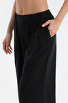 Siyah Keten Lyocell Karışımlı Dokuma Pantalon