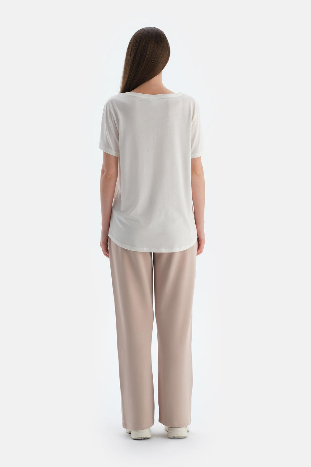 Bej Kadın Modal Karışımlı Biye Detaylı Pantolon