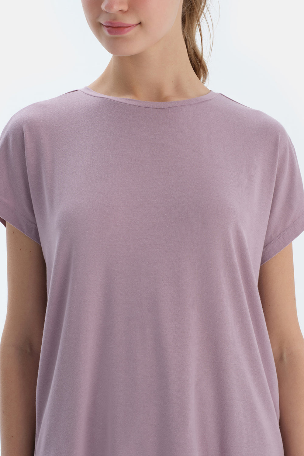 Açık Lila Düşük Kollu Modal Tişört Pantolon Pijama Takımı