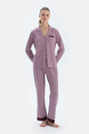 MULTICOLOR LACE GARNISHED VISCOSE T-SHIRT TROUSERS PAJAMA SET