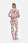 Açık Pembe Şal Desenli Penye Modal Gömlek Pantolon Pijama Takımı