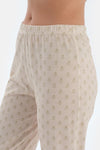 Ekru Çıtır Desenli Gömlek Pantolon Pijama Takımı