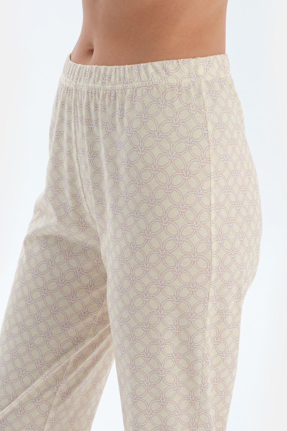 Açık Sarı Halat Desenli Gömlek Pantolon Pijama Takımı