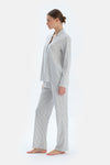 Ada Çayı Çizgili Basıc Gömlek Pantolon Pijama Takımı