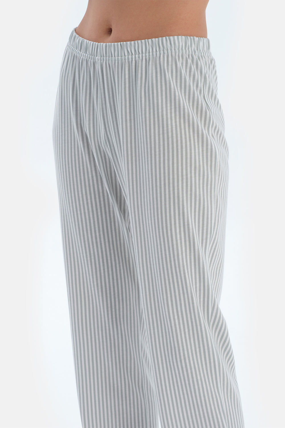 Ada Çayı Çizgili Basıc Gömlek Pantolon Pijama Takımı