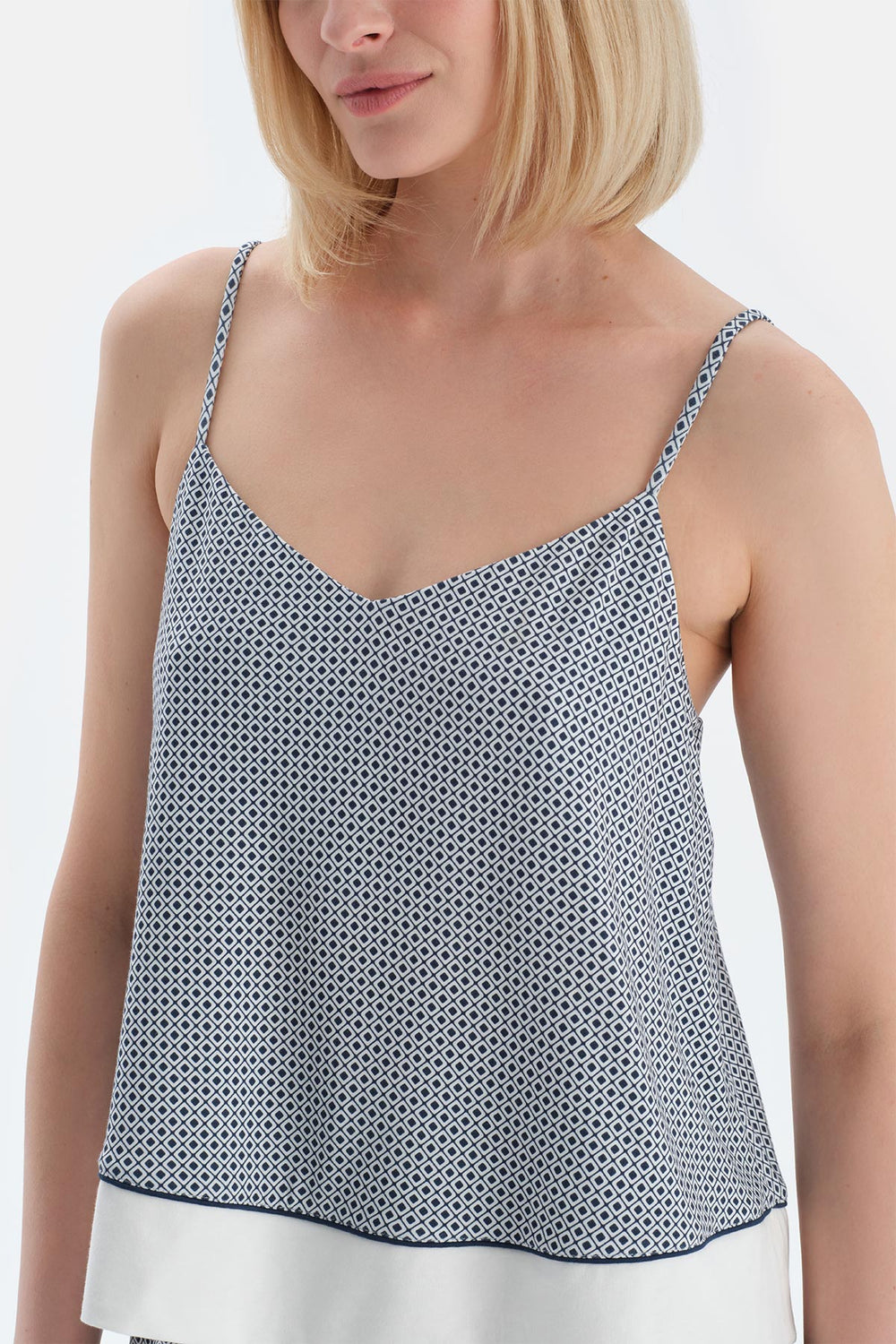 Lacivert Metraj Desenli Atlet Pantolon Pijama Takımı