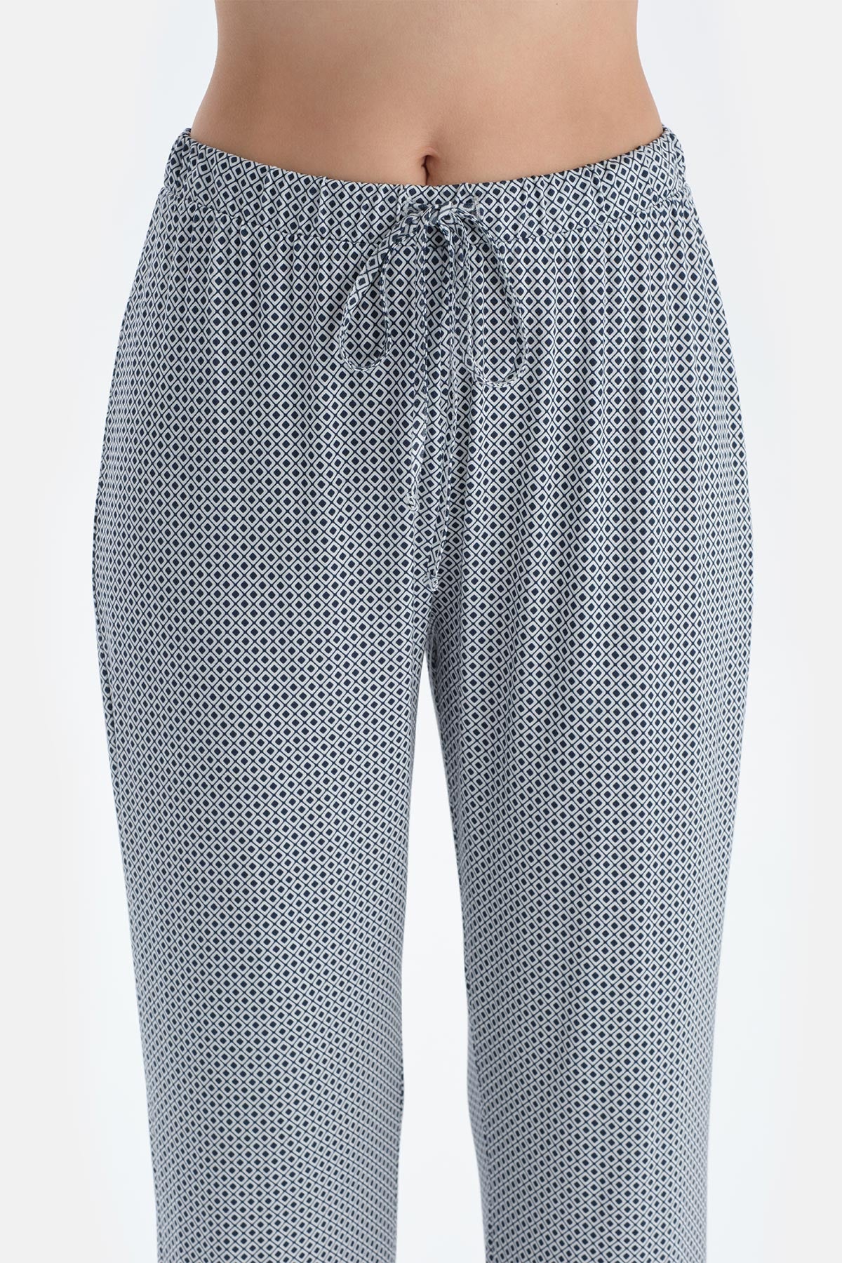 Lacivert Metraj Desenli Atlet Pantolon Pijama Takımı