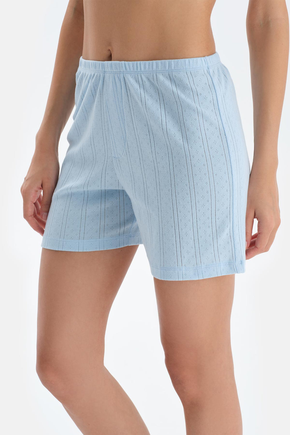 Açık Mavi Poıntel V Yaka Atlet Şort Pijama Takımı