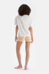 Ekru Baskı Detaylı Kısa Kollu Tişört Şort Pijama Takımı