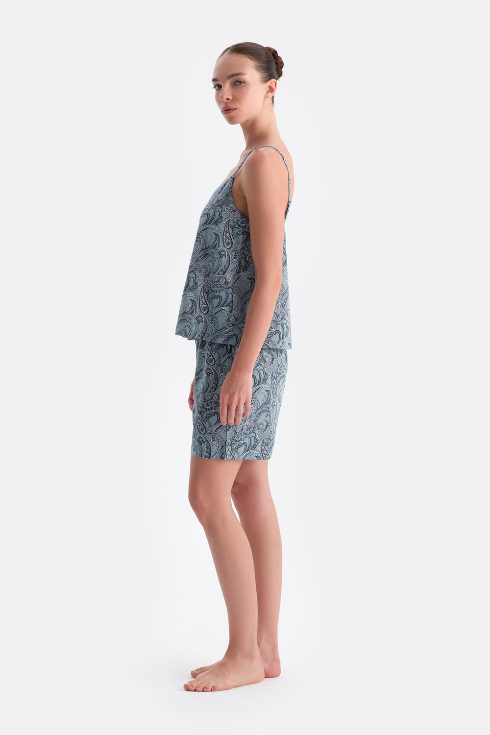 Ada Çayı Şal Desenli Atlet Şort Takım