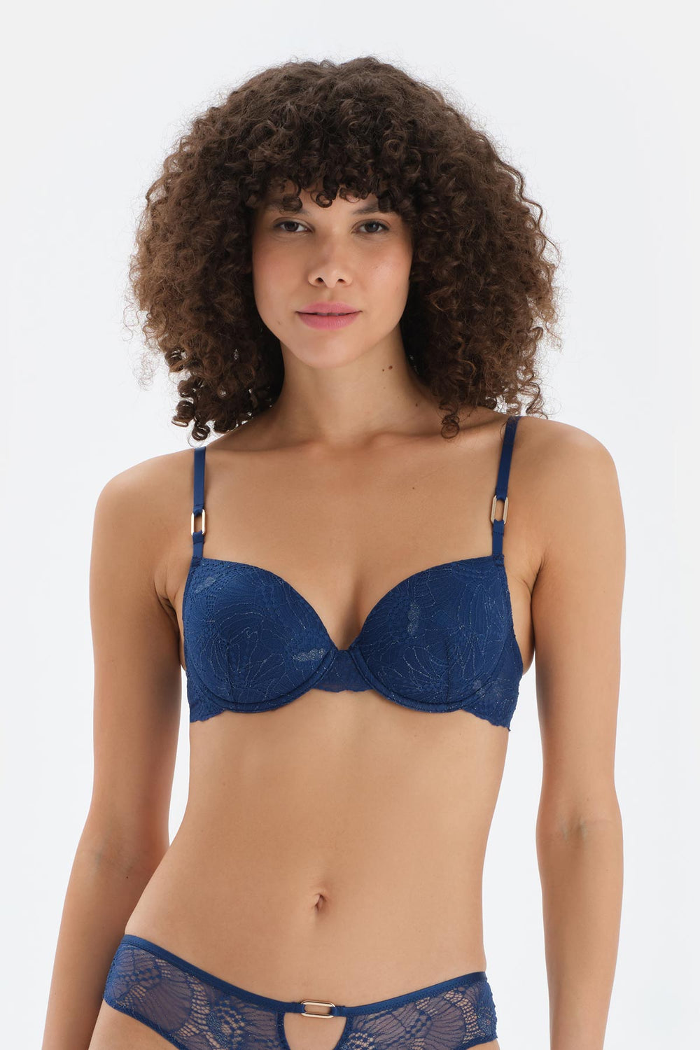 Navy TULLE DETAILED BODYSUIT