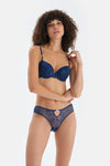 Navy TULLE DETAILED BODYSUIT