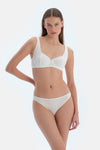 Ecru Lace Brief Panties with Front Accessory Detail