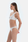 Ecru Lace Brief Panties with Front Accessory Detail