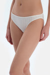 Ecru Lace Brief Panties with Front Accessory Detail