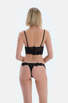 Black Lace Brief Panties with Front Accessory Detail