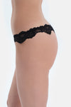 Black Lace Brief Panties with Front Accessory Detail