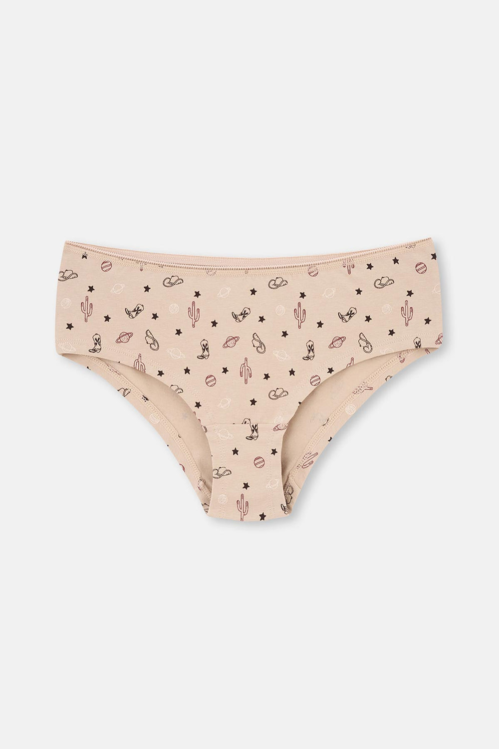 Bordo-Koyu Kahverengi rengi Kadın 3'lü Desenli Hipster Külot