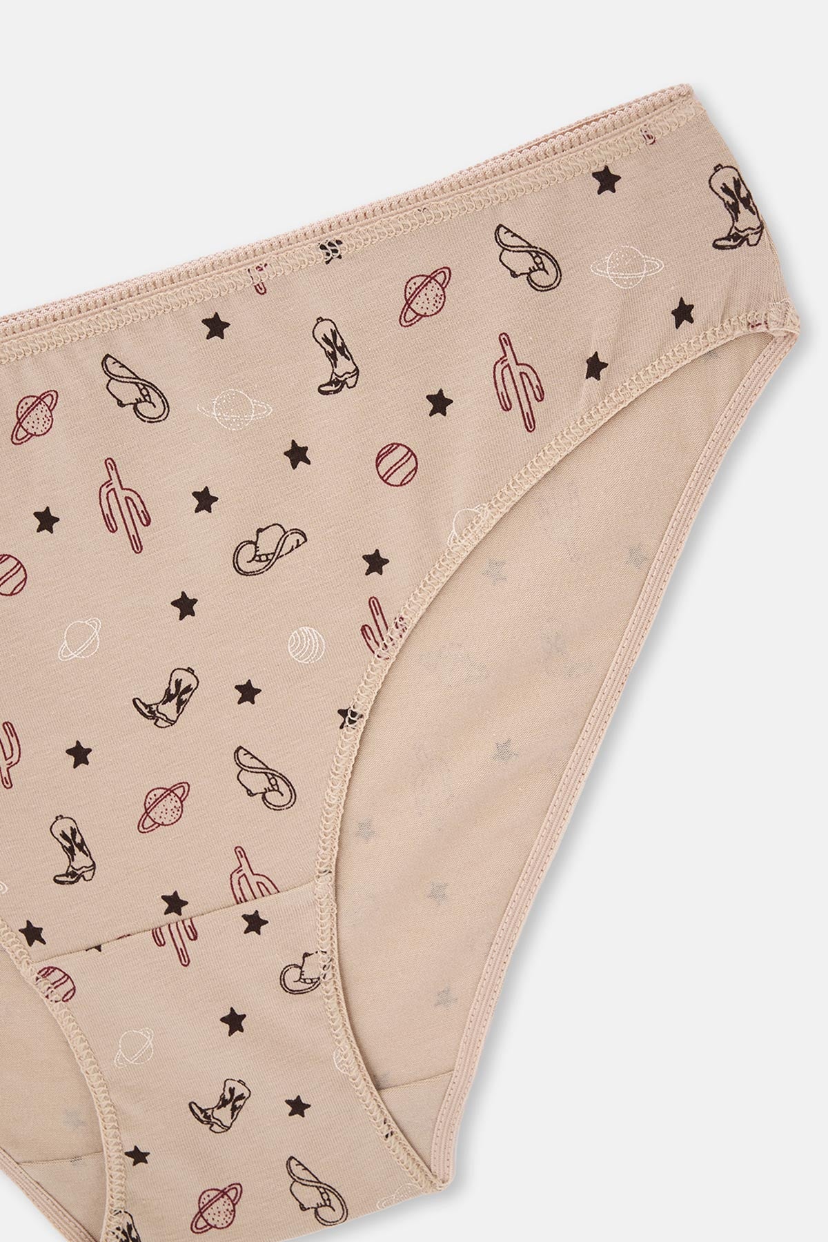 Burgundy-Dark Brown 3-PACK PATTERNED BRIEF PANTIES