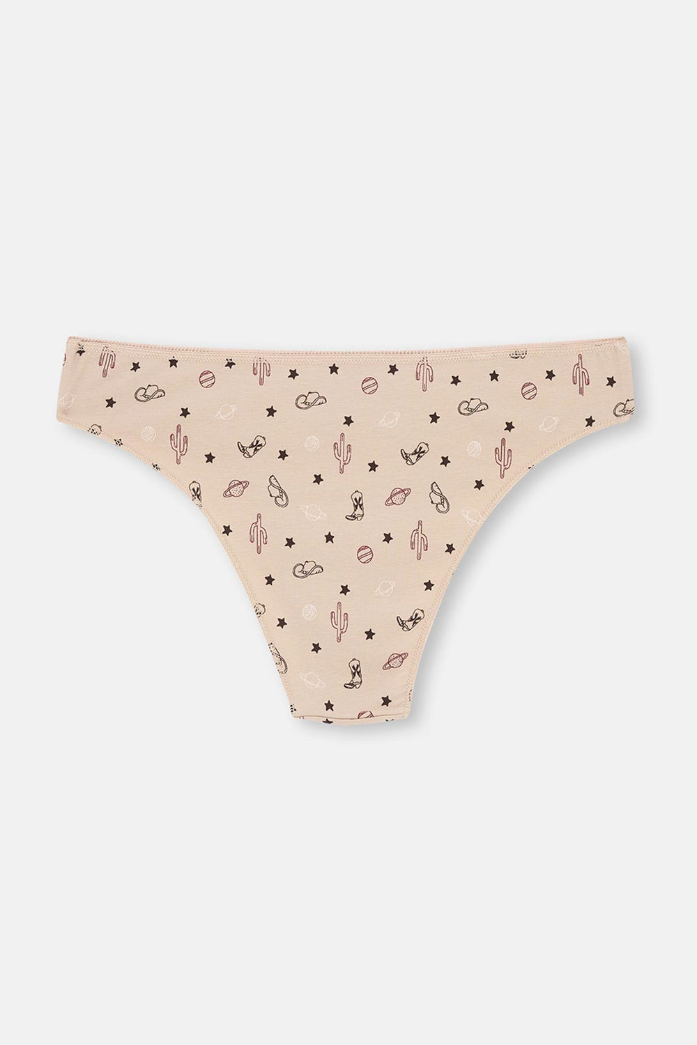 Bordo-Koyu Kahverengi rengi Kadın 3'lü Desenli Brazılıan Külot