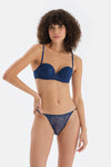 Navy TULLE DETAILED BODYSUIT