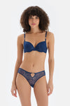 Navy TULLE DETAILED BODYSUIT