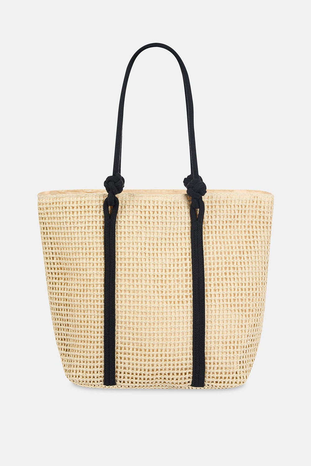 Ekru Kadın Düğüm Detaylı Hasır Plaj Çantası