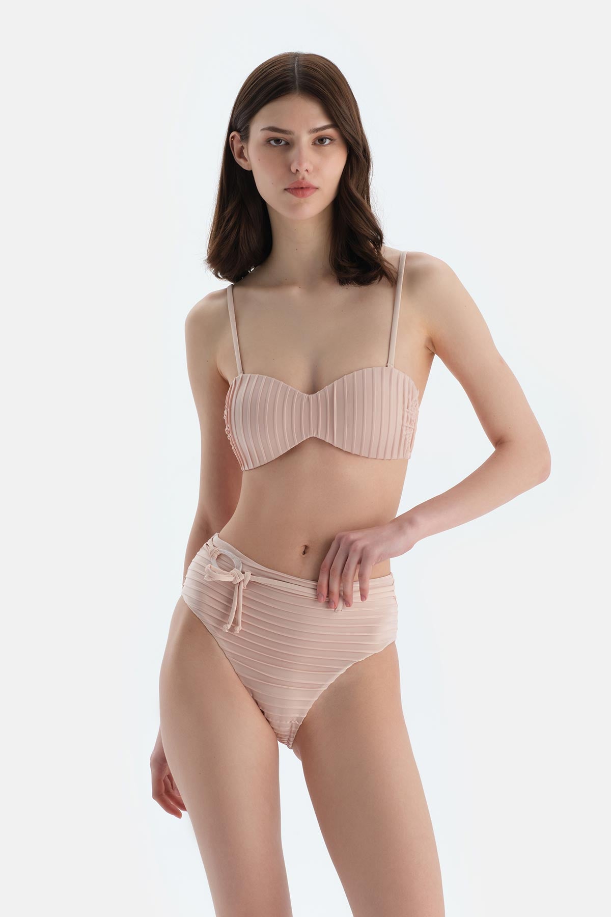 Ekru Yüksek Bel Bikini Alt