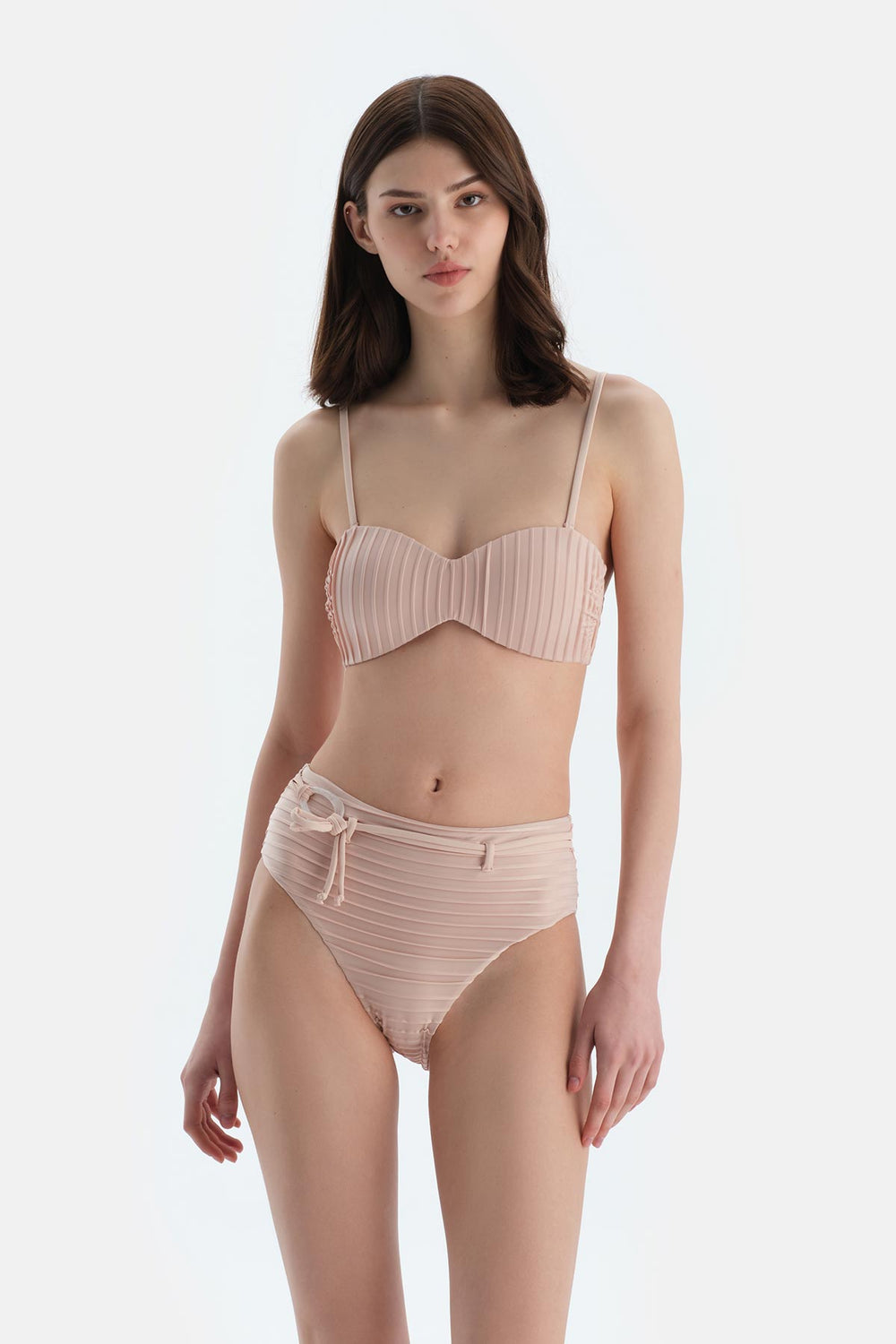 Ekru Yüksek Bel Bikini Alt