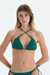 Koyu Yeşil Üçgen Küçük Bikini Üst