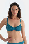Petrol Mavi Balenli Bikini Üst