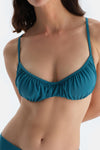 Petrol Mavi Balenli Bikini Üst