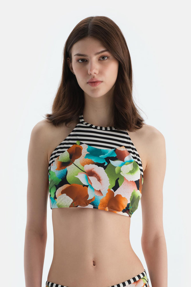 Multicolor Halter Yaka Bikini Üst