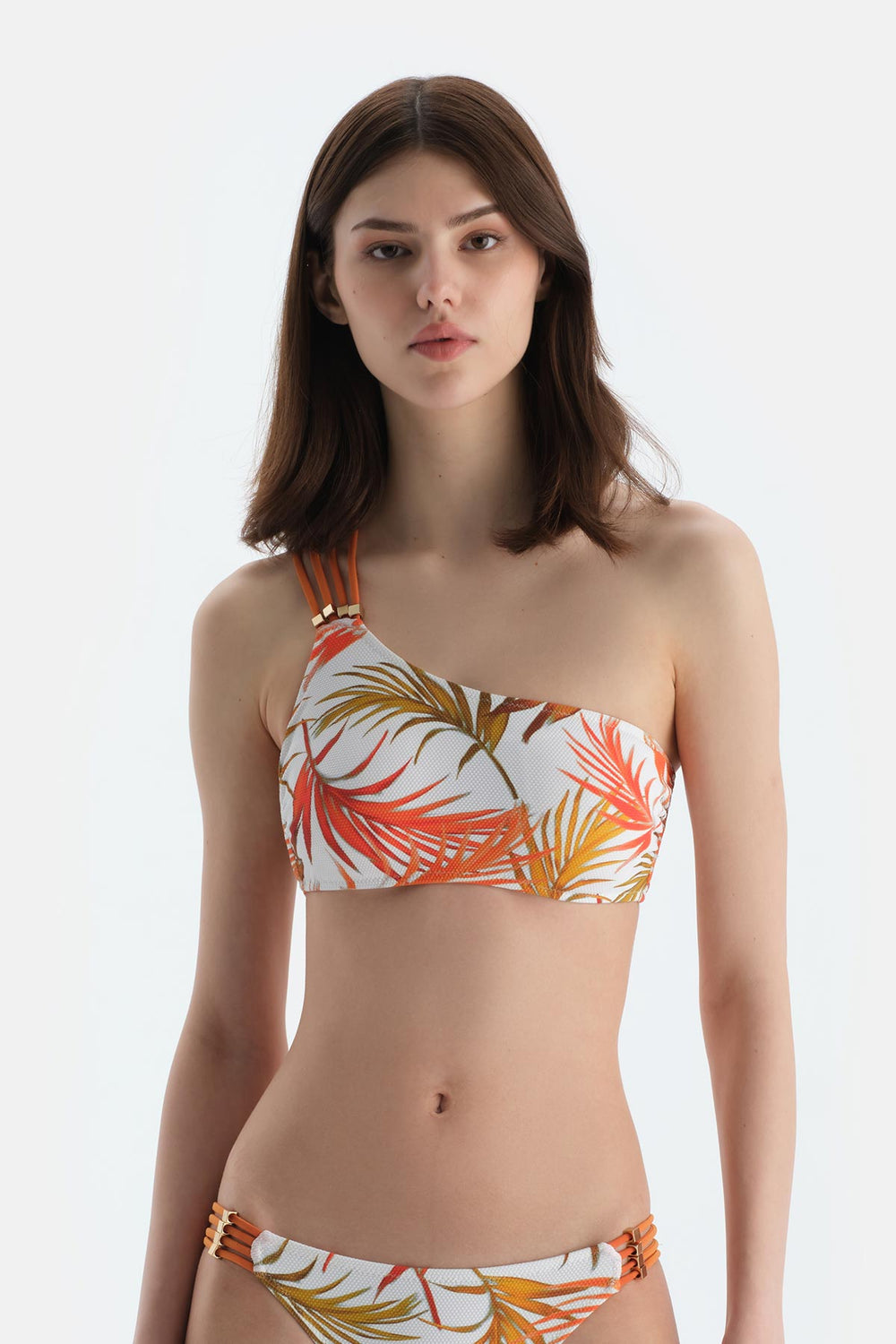 Multicolor Tek Omuz Bikini Üst