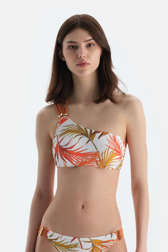 Multicolor Tek Omuz Bikini Üst