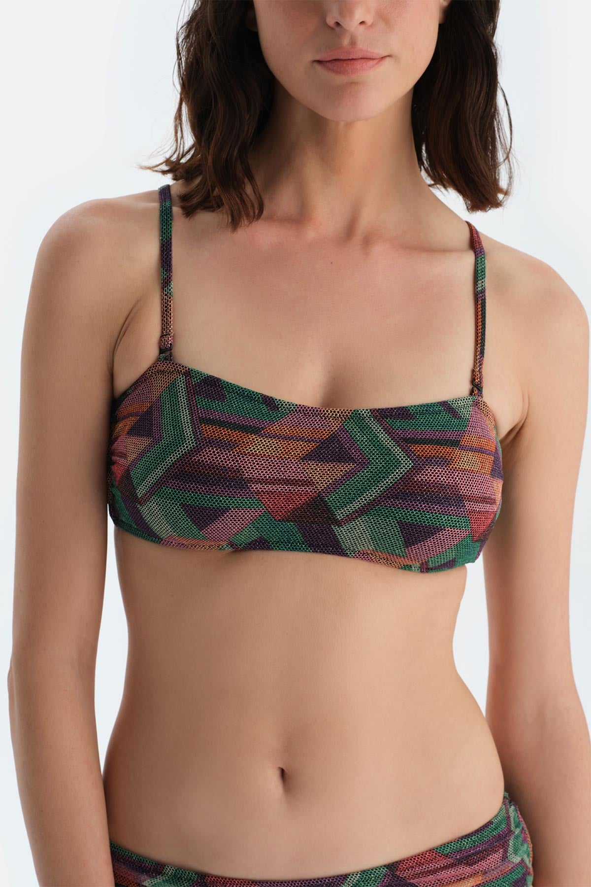 Multicolor Straplez Bikini Üst