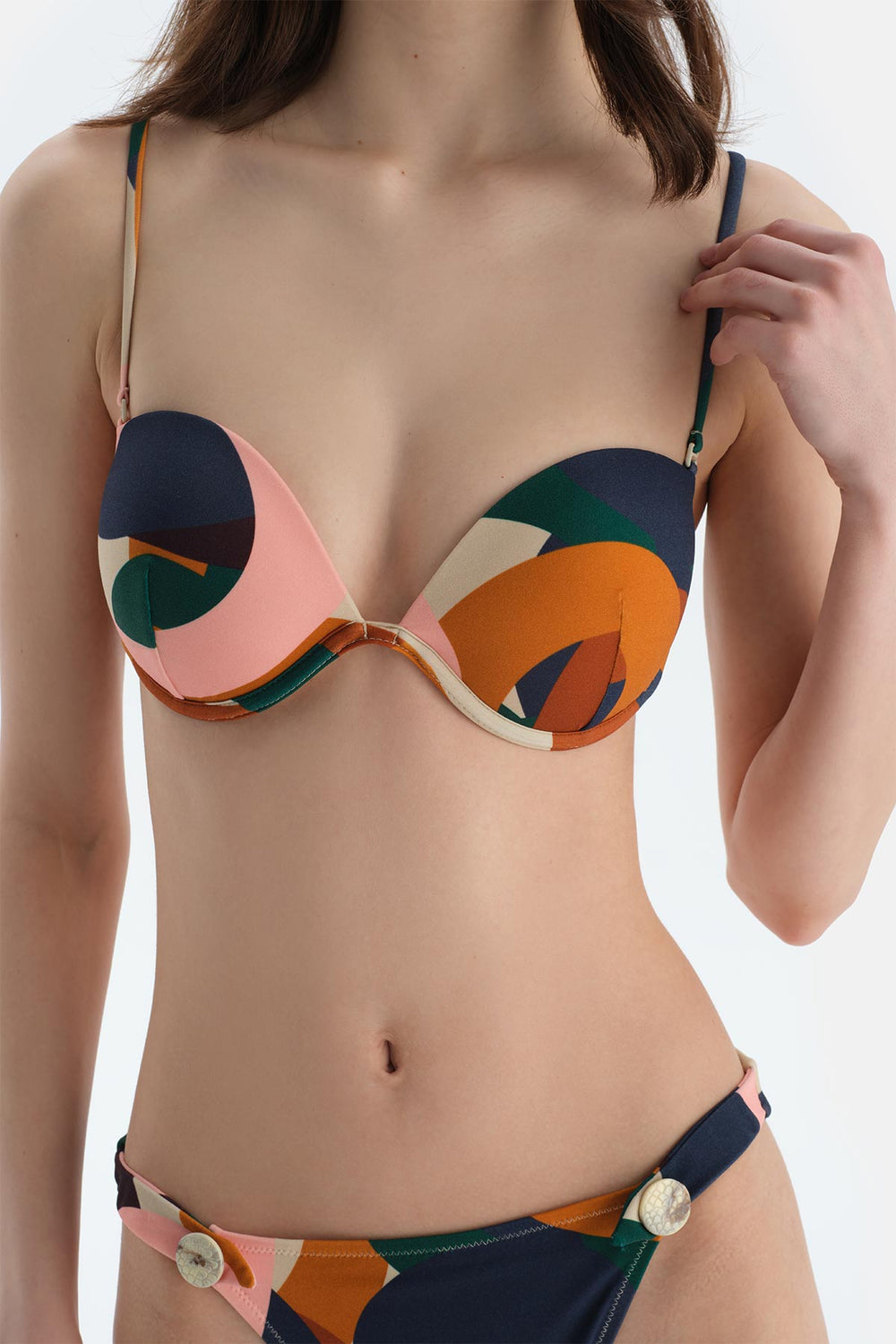 Multicolor Straplez Bikini Üst