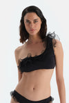 Siyah Tek Omuz Bikini Üst