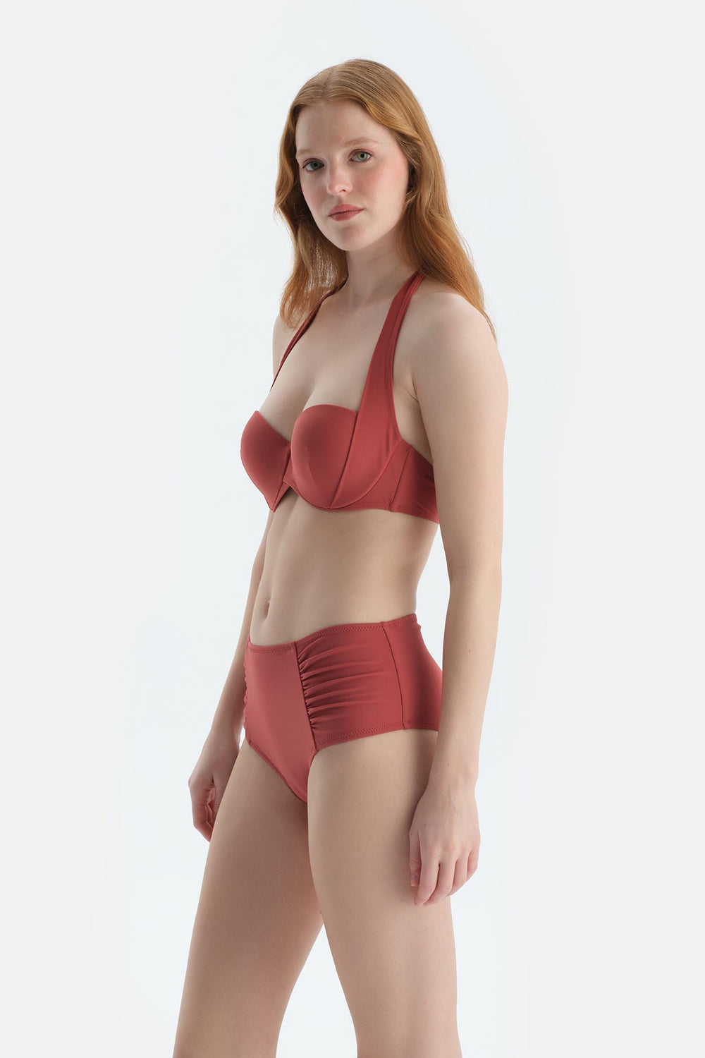 Kiremit Straplez Bikini Üst