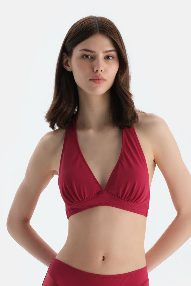 Bordo Üçgen Geniş Bikini Üst