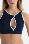 Lacivert Halter Yaka Bikini Üst