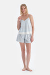 Açık Mavi Halat Desenli Atlet Şort Pijama Takımı