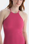 Fuşya Halter Yaka Mayo