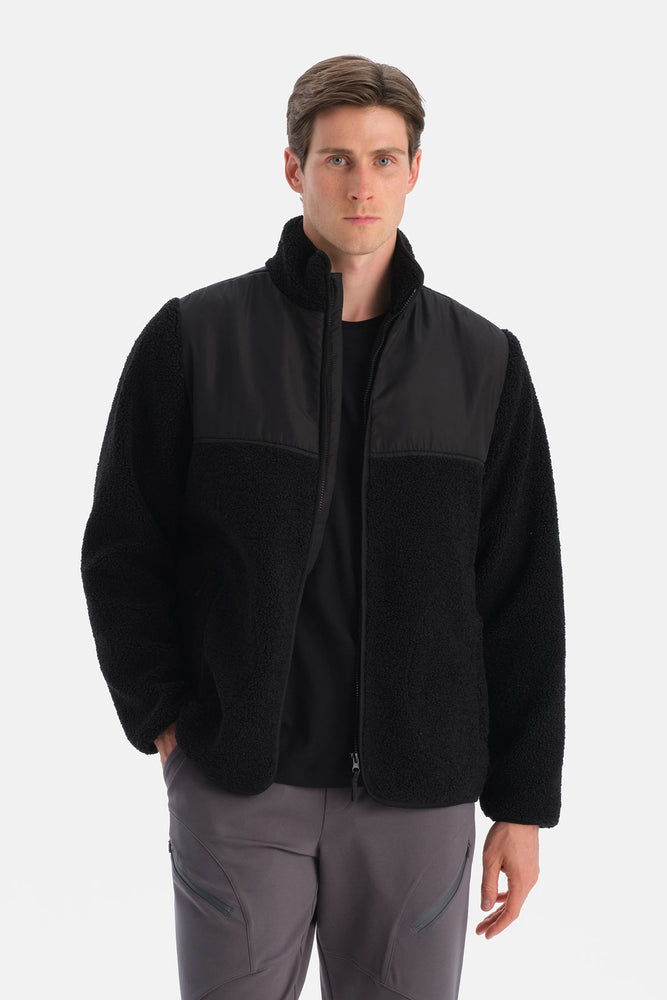 Siyah Erkek Önden Fermuarlı Polar Mont
