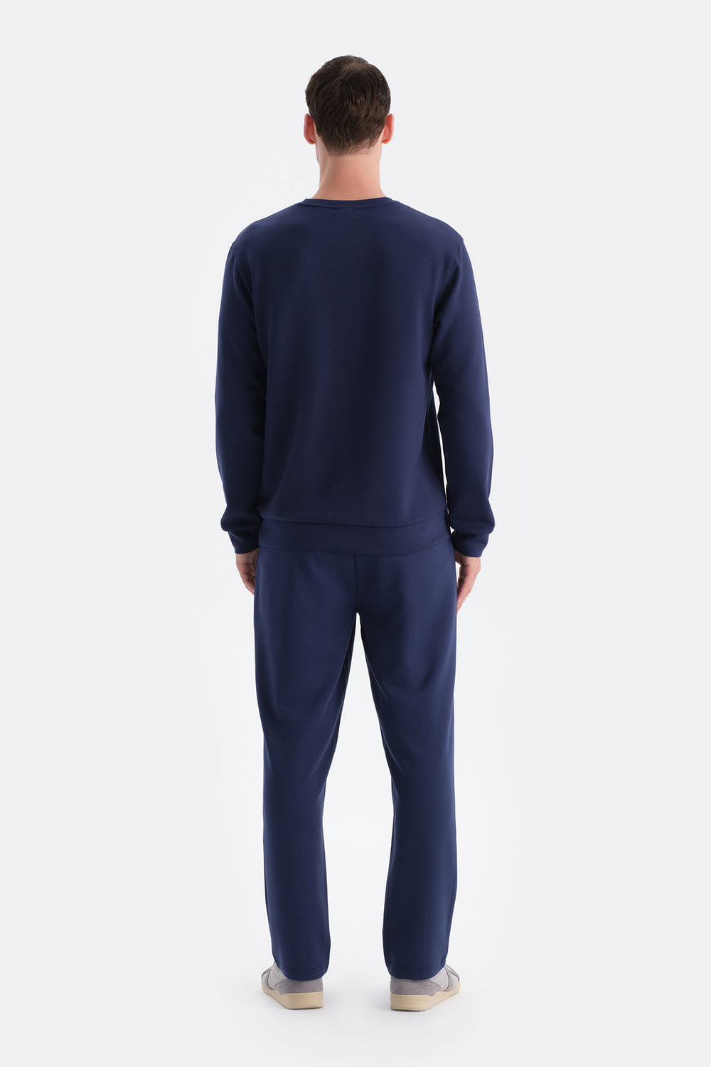 Lacivert Scuba Bisiklet Yaka Sweatshirt