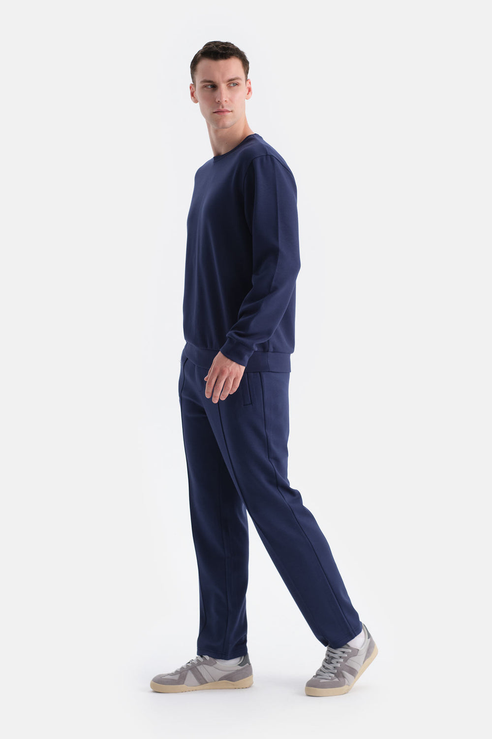 Lacivert Scuba Bisiklet Yaka Sweatshirt