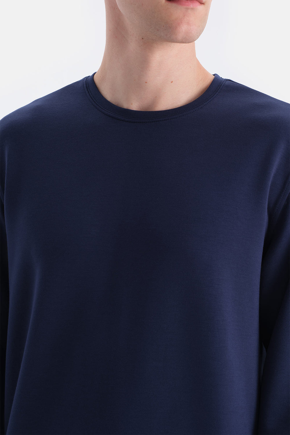 Lacivert Scuba Bisiklet Yaka Sweatshirt