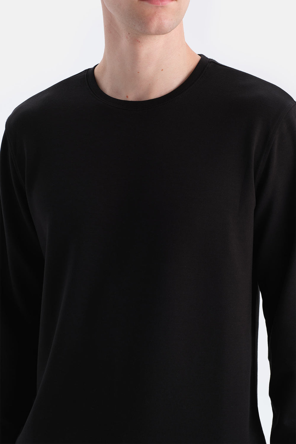 Siyah Scuba Bisiklet Yaka Sweatshirt