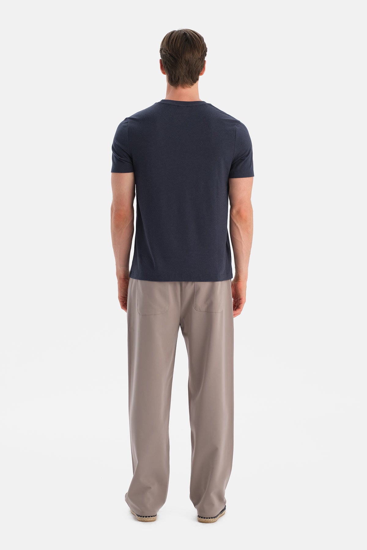 Lacivert Bis Yaka Soft Touch Tişört Regular