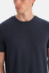Lacivert Bis Yaka Soft Touch Tişört Regular
